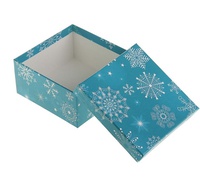 Подарочная коробка Снежинки на голубом
