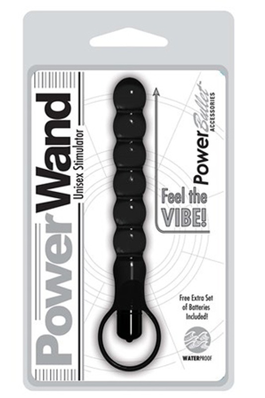 Анальная виброцепочка рельефный Power Wand Black