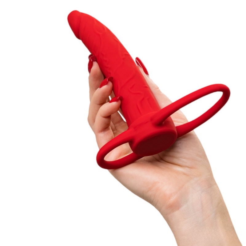Насадка на пенис для двойного проникновения Black&Red by TOYFA , силикон, красный, 16,5 см